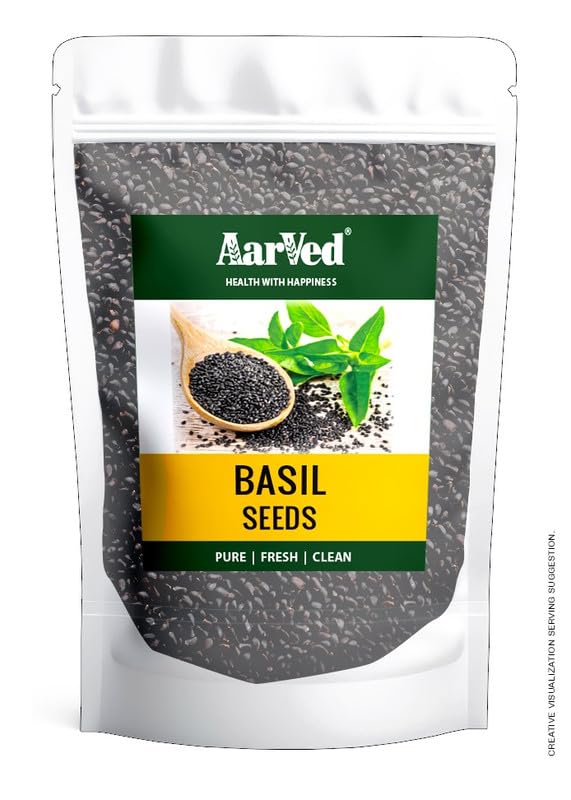 Aarved Basil/Falooda Seeds with High Nutritional Benefits (400g) Clean Sabja/Tukmaria Seeds for Weight Management, Natural Body Coolant - Rich in Calcium, Protein & Fiber, Omega 3 and Antioxidant