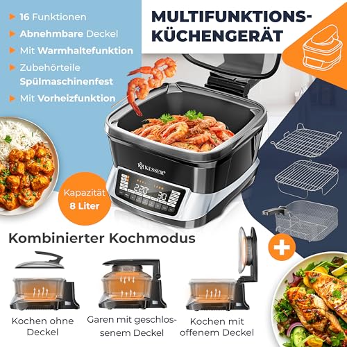 KESSER® Multikocher Küchengerät 8L & 16 Programme - Grillen, Backen, Schmoren, Dampfgaren mit Vorheiz- & Warmhaltefunktion, Schnellkochkopf, Heißluftfritteuse, Reiskocher, Slow Cooker, Joghurtbereiter 3 KESSER® Multikocher Küchengerät 8L & 16 Programme - Grillen, Backen, Schmoren, Dampfgaren mit Vorheiz- & Warmhaltefunktion, Schnellkochkopf, Heißluftfritteuse, Reiskocher, Slow Cooker, Joghurtbereiter