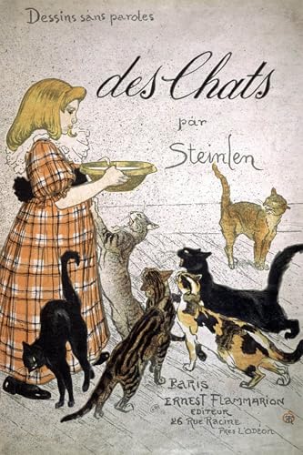 Peinture sur Toile Chats Steinlen Art Poétique pour Chambre à Coucher