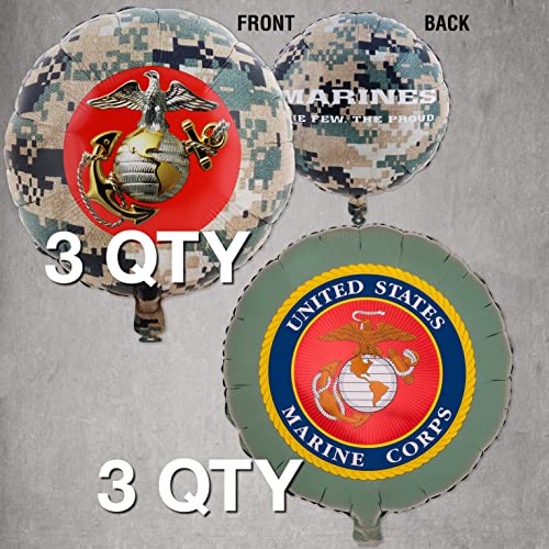 Image of Havercamp Officially Licensed US Marine Corps Mylar Balloons 6 Pack Camo & Seal Party Decorations for Marine Corps Birthday (by Havercamp)