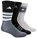 adidas Youth Boys Cushioned 3-Pack Crew Socks, Black/Onix/White, Medium
