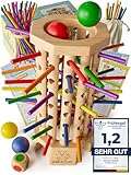Sinnesfuchs® Farblernturm -FSC®100%- Montessori Spielzeug ab 3 Jahre - Holzspielzeug pädagogisch wertvoll - Lernspiele ab 3 Jahre -Stäbchenspiel aus Holz -Kinderspiele ab 4 Jahre - Kinder Farben Spiel