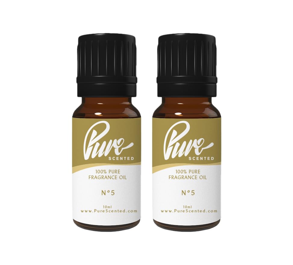 Pure Scented 20ml Fragrance Oils - 2 x 10ml Suitable for Candles, Soaps, Slime, Diffusers, Cosmetics, Wax Melts, Designer (2 x 10ml, 5)