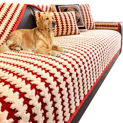 Housse de canapé sectionnel rouge 110x280cm pour chiens