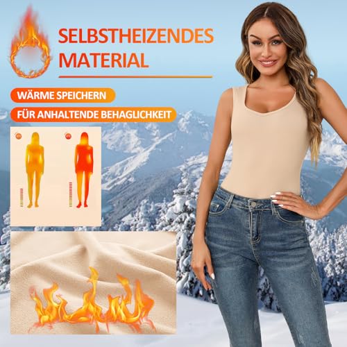 Totatuit Canottiera termica da donna, senza maniche, biancheria intima basic in pile, senza maniche, top base per l'inverno, arancione, L