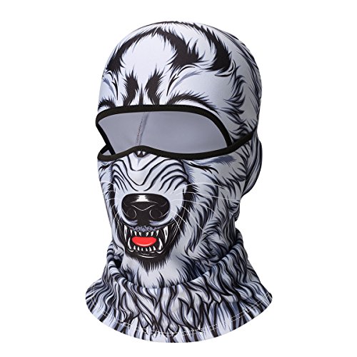 VERTAST Mascarilla Balaclava, Nuevo Diseño 3D Animal Activo Máscara Completa para Esquí Ciclismo Motociclista Trazador de líneas del Senderismo Acampar Cuello Calentador, Lana-Lobo