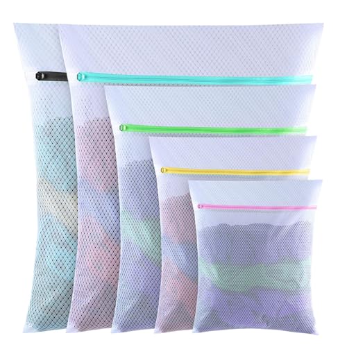 GOGOODA 5 Set Mesh Laundry Bags, Delicates Washing Bags | Multisize for Sweater Blouse Hosiery Bras Machine Wash Bags for Travel Storage Organization