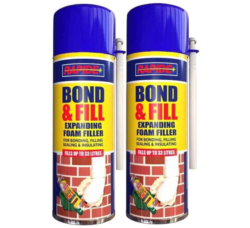2x 500ml Bond and Fill Expanding Foam Spray, Expanding Gap Filler for Insulation and Sealing, For Cracks, Holes and Gaps