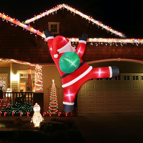 Aceshop Papá Noel Hinchable de Navidad, 5.2FT Colgante Papá Noel Inflable con Luces LED...