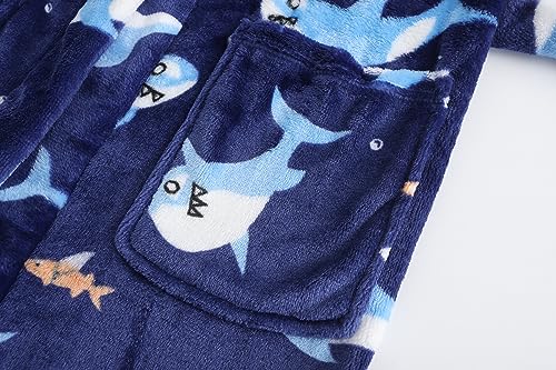 Image of Girls Fleece Robe Boys Hooded Bathrobe Soft Flannel Robe For Kids