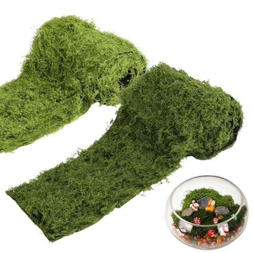 LifeisLuck Fake Moss Roll Table Runner Artificial Moss Sheet 4Wx47L Dark Green and Light Green Mat for Table Wedding Christmas Garden Craft Home Dcor