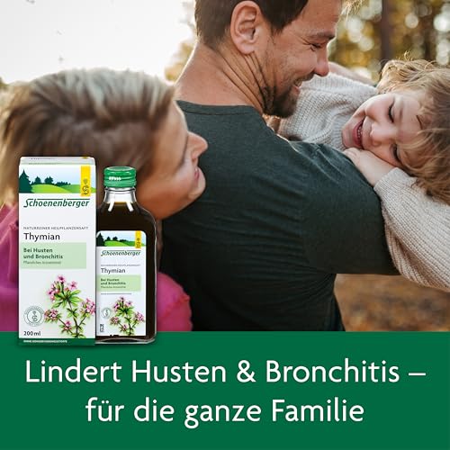 Schoenenberger - Thymian naturreiner Heilpflanzensaft - 1x 200 ml Glasflasche - wirksame Hilfe bei Husten und Bronchitis - pflanzliches Arzneimittel