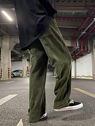Floerns Men's Loose Fit Corduroy Elastic Waist Slant Pocket Straight Leg Pants2