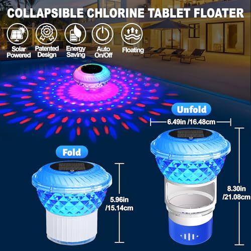 Diffuseur piscine chlore flottant à LED avec bouton de flux réglable - 7