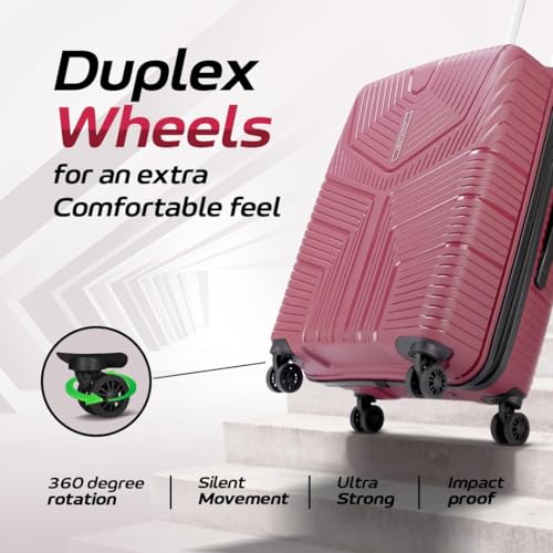 Image of VIP Aristocrat Slay 55, 66 & 75 Cm Polyproplyene Hard-Sided 4 Wheels Spinner Luggage Set of 3 Trolley Bags for Travel with Combination Lock| 3 Years Warranty (RED)