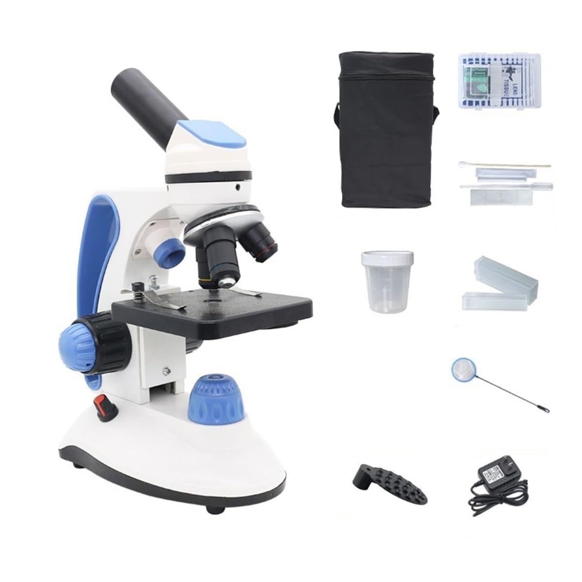 Zestaw Akcesoriów Do Mikroskopu 2000X Mikroskop Biologiczny Z Regulacją, Podświetlany Diodami Led, Głowica Monokularowa, Preparaty Mikroskopowe,Monocular Only