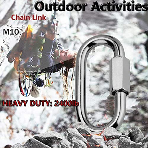Quick Link, Lsqurel 304 Stainless Steel D Shape Locking Carabiner Heavy Duty Repair Link Pets Keychain For Outdoor Traveling Equipment M4 M6 M8 Capacity 200Lb 600Lb 1200Lb (M4 5Pack) #TOP5