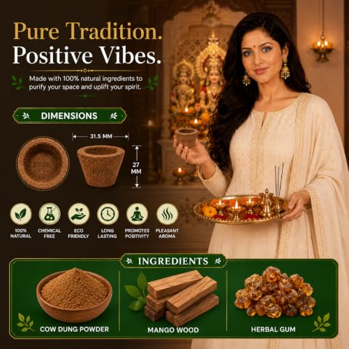 Image of Byre Cow Dung Panchgavya Empty Dhuni Cup I Herbal Natural Sambrani Cups for Daily Havana (105 Sambrani Cups in a Box)