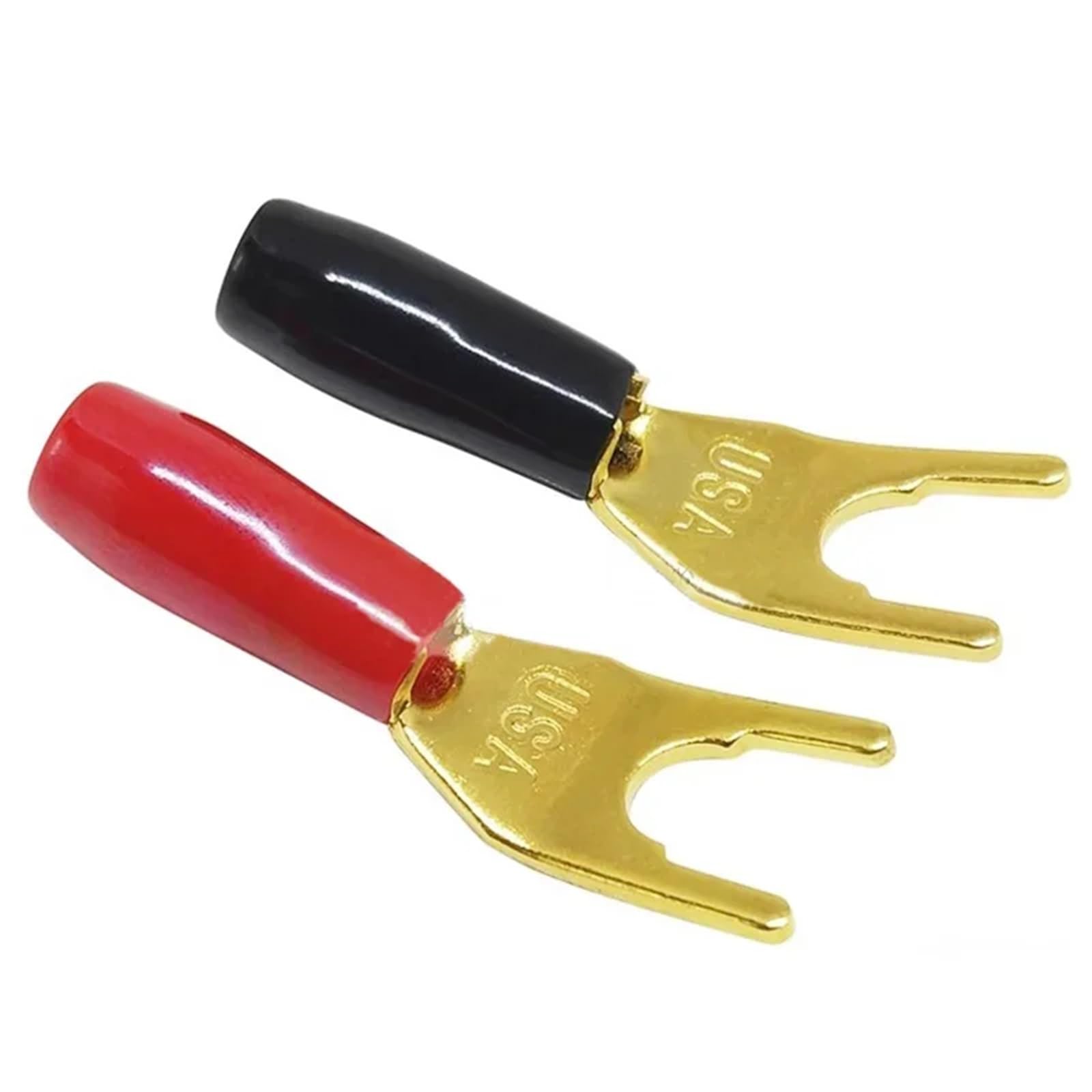 Cosses à sertir isolées, connecteurs de fils, 10 pièces, fiches bananes en U, connecteur type U/Y cuivre plaqué or, pince avec étui poignée plastique pour(Mix)