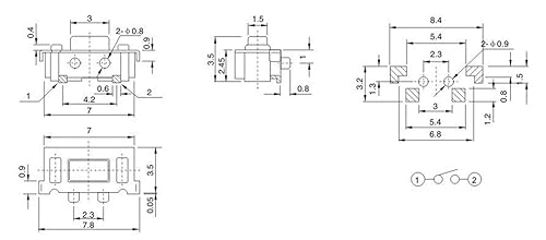 Miniatura 2 de 100Pcslot 3 * 6mm SMD Tact Light Touch Switch 2 pin Side Button Micro Button 3 * 6 * 3.5mm