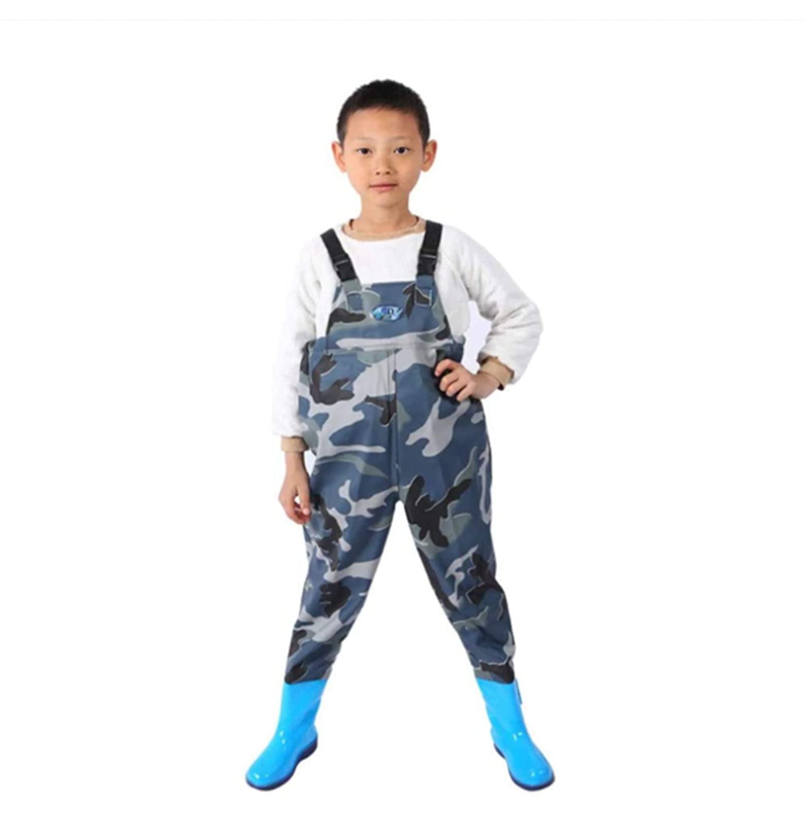 Pantalon De Pêche Enfants PVC Léger Résistant Waders Imperméables avec Bandoulière Réglable