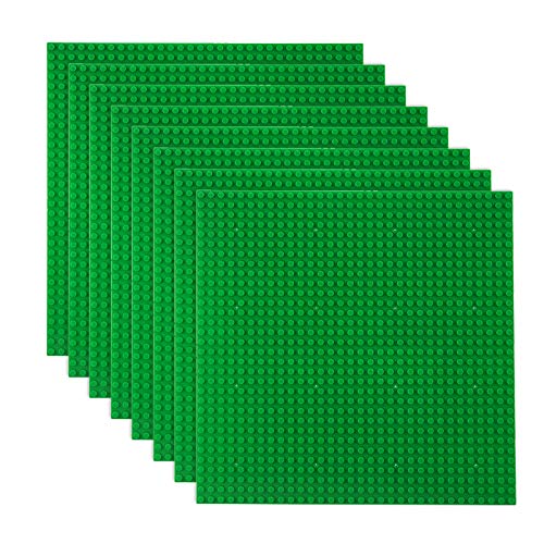 LVHERO Classic Baseplates Building Plates for Building Bricks 100% Compatible with All Major Brands-Baseplate 10in x 10in Pack of 8 (Green)