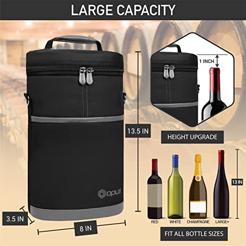 Opux 2 Bottle Wine Carrier Tote, Insulated Wine Cooler Bag, Leakproof Travel Wine Tote For Picnic Travel Byob, Padded Portable Wine Bottle Carrier, Gift For Wine Lover Women, Dark Grey #TOP2