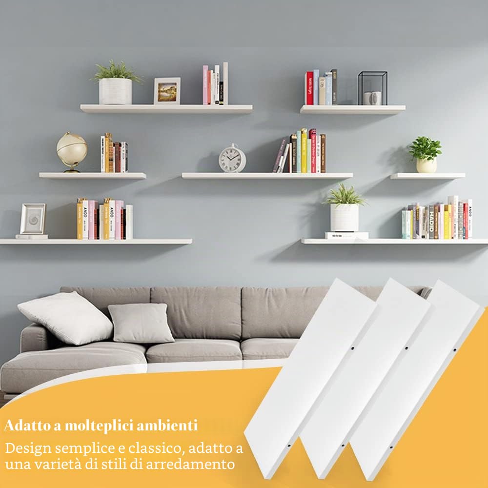 THATSRAD 3 Pezzi Mensole da Parete Scaffale da Parete Mensole a Muro in Legno Bianche 40x15cm Mensola in Legno MDF Scaffale Galleggiante da Pare te per Camera da Letto Soggiorno Cucina Bagno e Ufficio