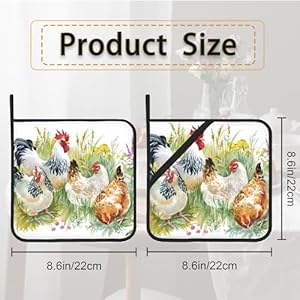 Chickenroosterfarmpotholdersetof2heatresistantpotholdersovenhotpadsforkitchencookingbakingbbq Urban Country Home Decor Chicken rooster farm pot holder set of 2heat resistant potholders oven hot pads for kitchen cooking baking bbq urban country home decor