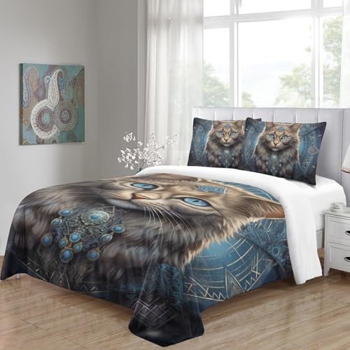 Parure couette chat 3D fermeture éclair en grand format 220x240