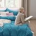 Bedsure Teal Duvet Cover Queen Size - 3 Pieces Prewashed Cotton-Like Extra Soft Bedding Set, Includes 1 Duvet Cover 90x90 Inches with Zipper Closure & 2 Pillow Shams, Comforter Not Included