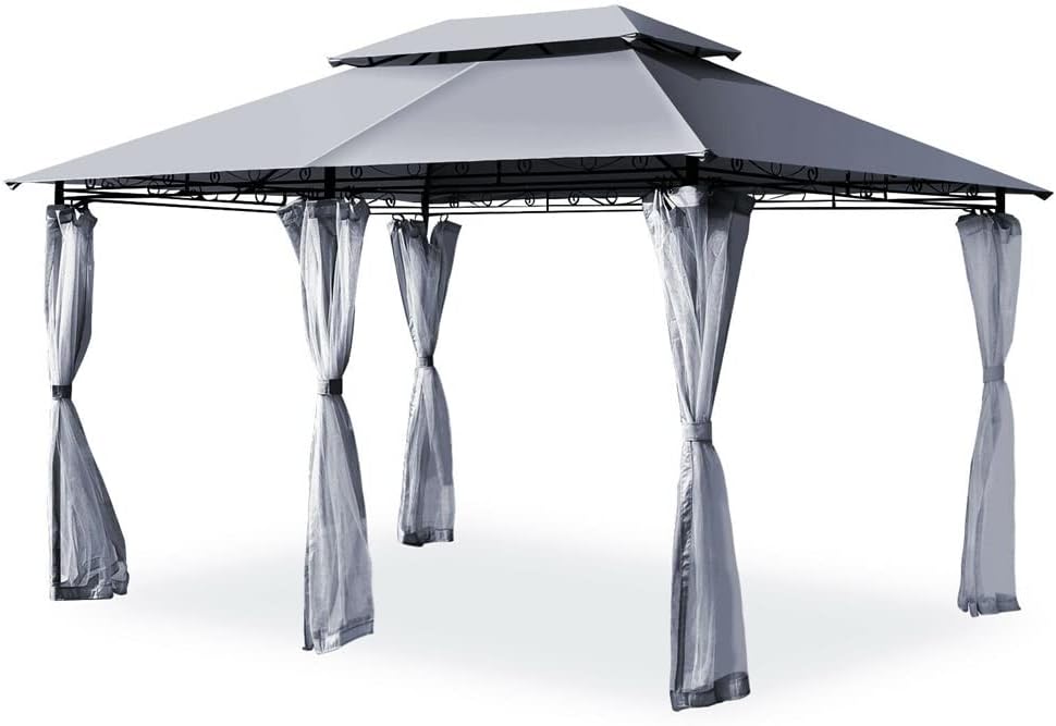 Patiojoy 2-Tier 10'x13' Steel Gazebo Canopy Tent Shelter Patio Garden Outdoor Netting(E)