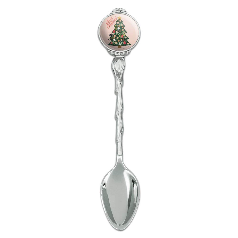 Christmas Tree with Cat Novelty Collectible Demitasse Tea Coffee Spoon