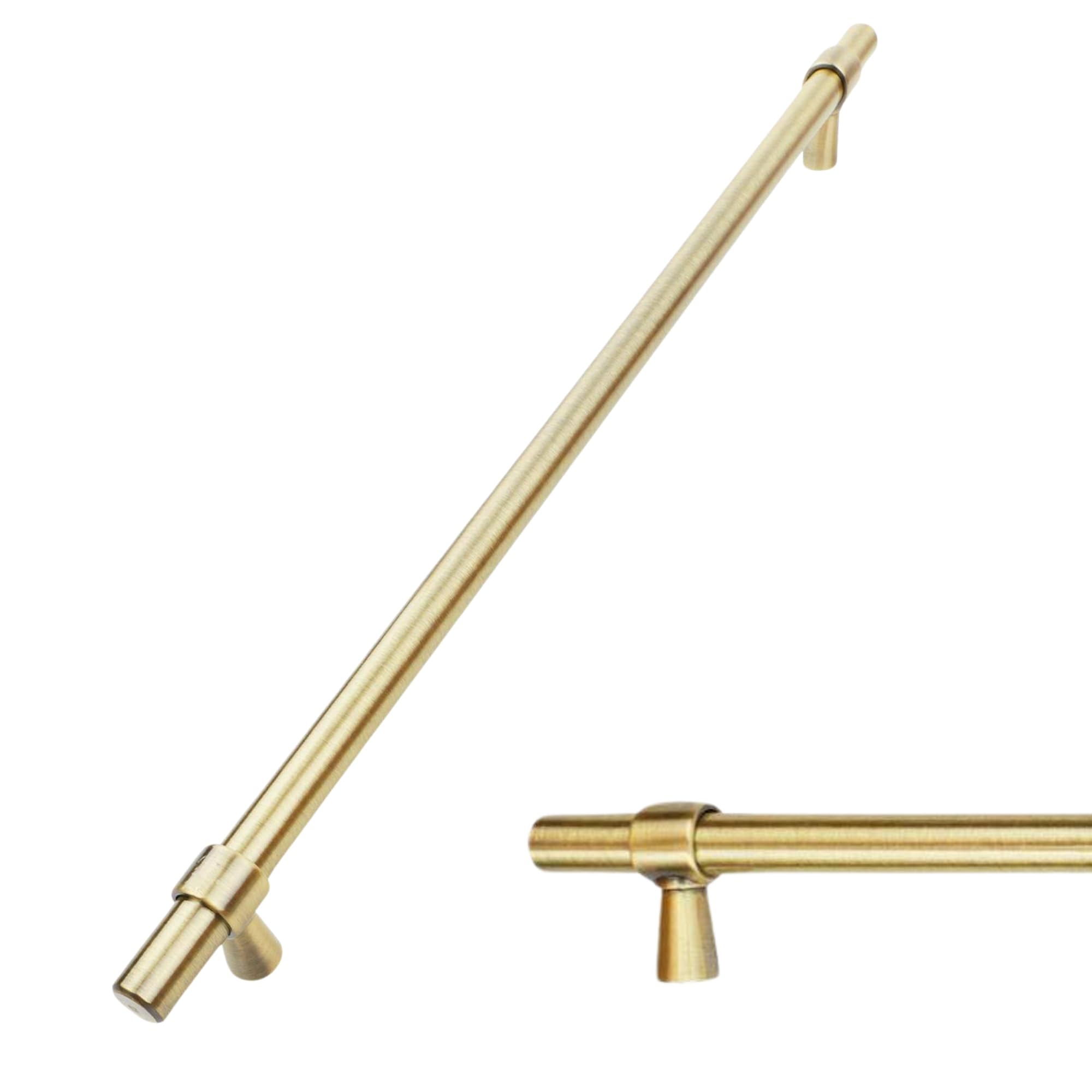 Keypak Antique Brass 10 Pack Smooth T-Bar Cabinet Handles, 320Mm Hole Centres, - Modern Drawer Pulls For Kitchen Cupboards, Wardrobe Doors, Dresser