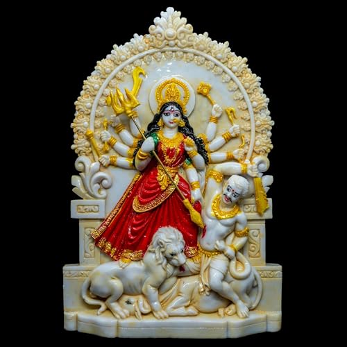 Image of Maa Durga Idol Statue murti - Handmade and Hand Painted Bengali Mahisasurmardini Durga Thakur - Presented by MollisArts