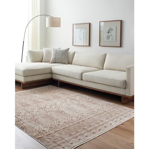 Tapete decorativo rectangular 5x7.8 pies marrón/blanco miniatura 1