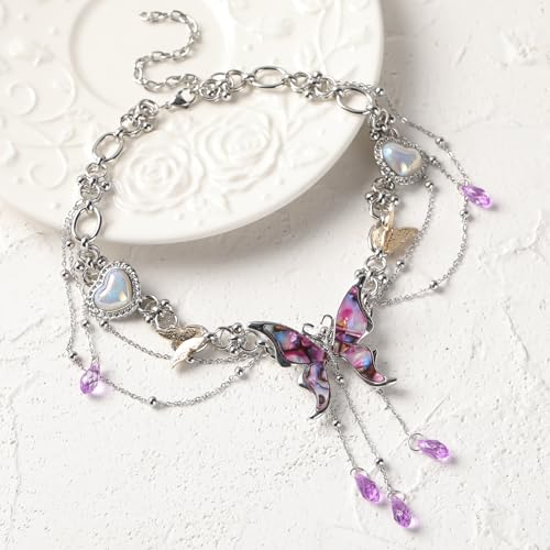 MOSTORY Fairy Butterfly Choker for Women - Beaded Renfaire Necklace for Fairycore Aesthetic Outfit Renaissance Cosplay4