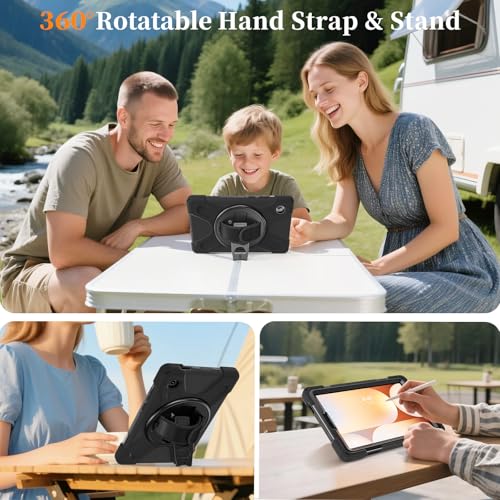 Image of ProElite Cover for Samsung Galaxy Tab A11 8.7 inch 2025 Cover, Rugged 3 Layer Armor case Cover for Galaxy Tab A11 8.7 inch 2025 with Hand Grip & Rotating Kickstand with Shoulder Strap, Black