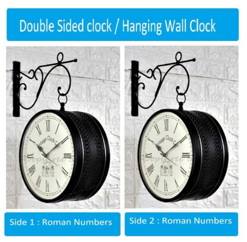 Image of Vintage Clock Handcrafted Double Side Wall Clock 1 Year Warranty / 65701-12-RR