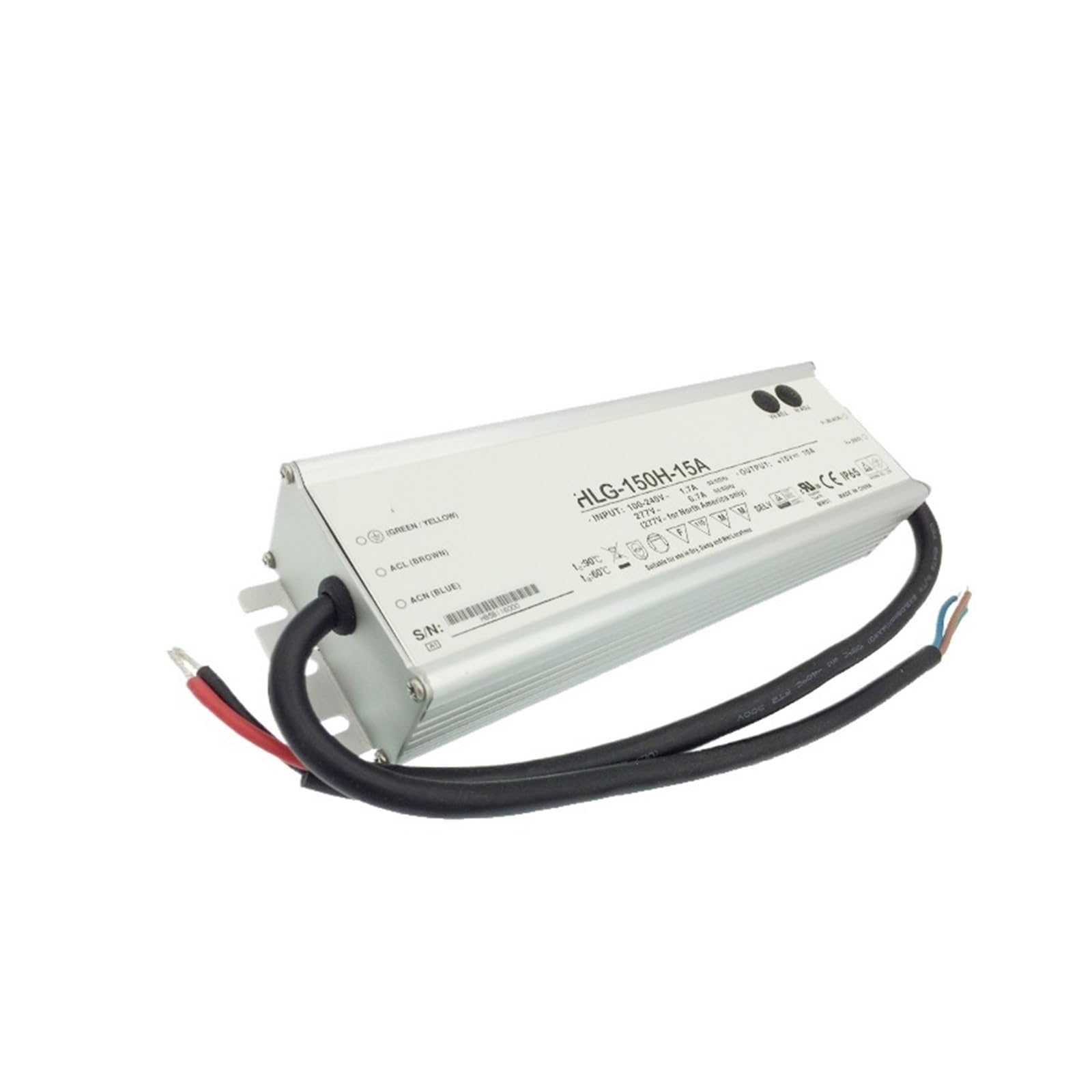Alimentation LED étanche HLG-150H-15B avec PFC actif anti-scintillement