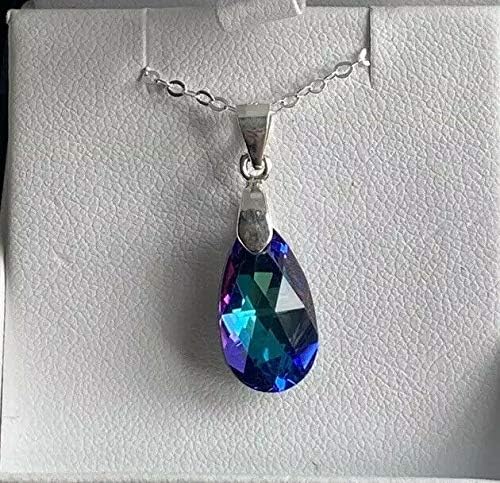 White gold finish Turquoise Mystical Pear cut pendant necklace for women Birthday New Year Valentine's Day Gift for Mum Wife Sister Girlfriend-Come with Gift Box - Image 4
