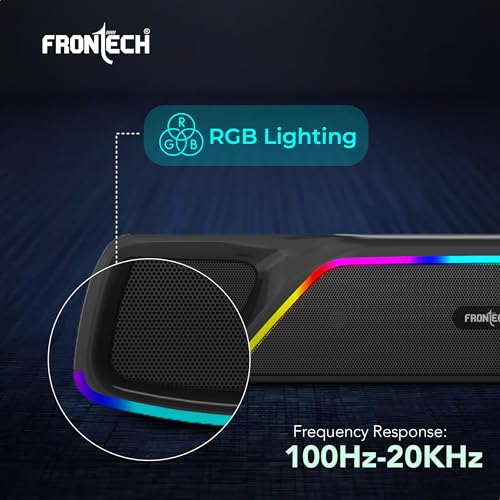 Image of FRONTECH ECHOLITE-264 Mini Soundbar | 25W Bluetooth Speaker | RGB Lighting | TWS | 2000mAh Battery | BT v5.3 | USB /TF /AUX | Type-C | Compact Speaker | 1-Year Warranty (SW-0264)