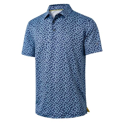 Image of Golf Shirts for Men Dry Fit Short Sleeve Print Performance Moisture Wicking Polo Shirt