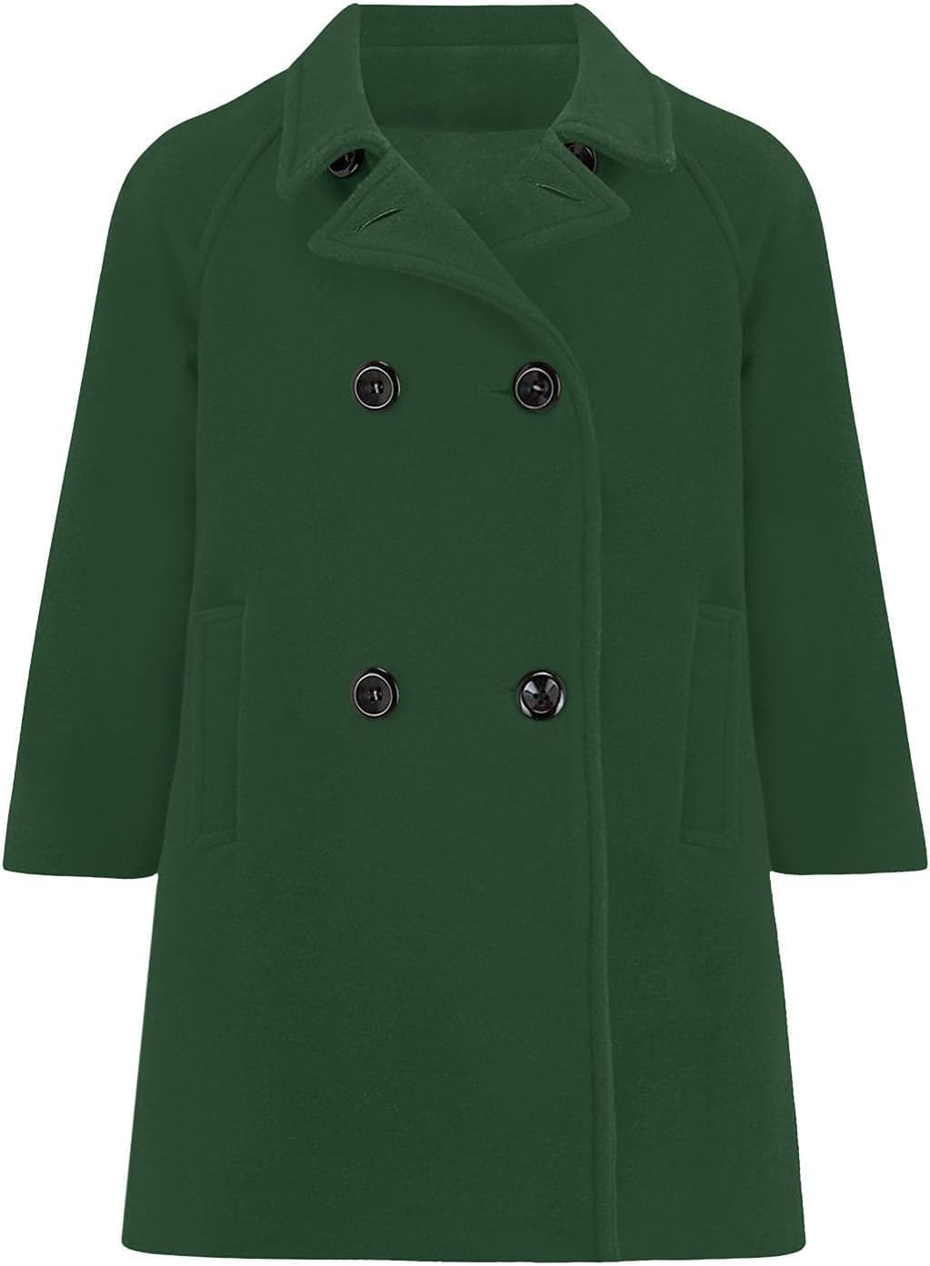 Haloumoning Girls Double Breasted Pea Coat Kids Long Sleeve Notched Lapel Winter Dress Coat With Pockets 5-14 Years - Image 5