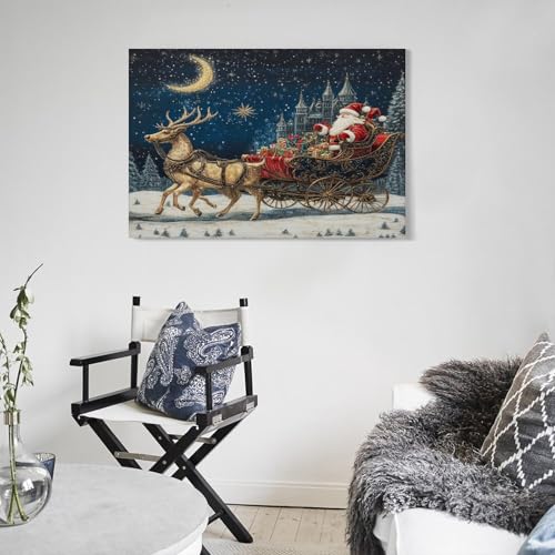 Affiche Noël déco murale tableau Père Noël impression toile 40x60 - 5