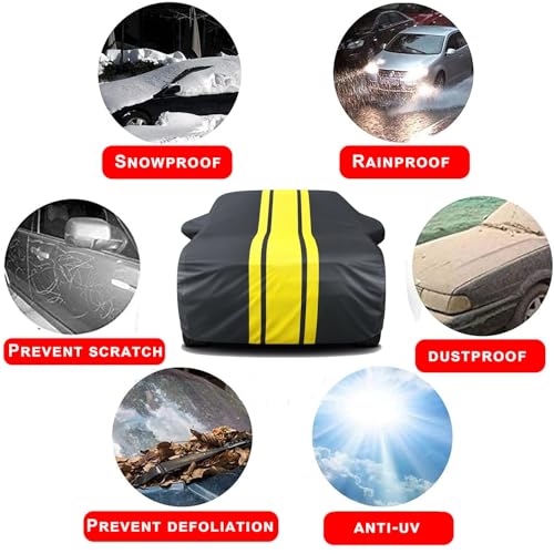 Image of Auto Hub Car Cover Compatible with Honda CR-V with Mirror Pocket, Soft Cotton Lining, CR-V Car Cover Waterproof - Yellow-Black