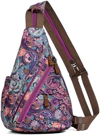 KL928 Canvas Sling Bag - Small Crossbody Backpack Shoulder Casual Daypack Rucksack for Men Women