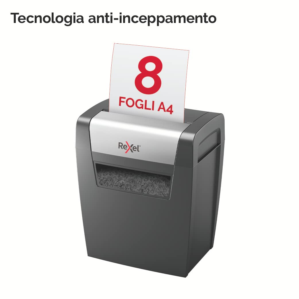 REXEL Momentum X308, Distruggidocumenti Manuale, 9-8 Fogli A4 (70-80 gr/mq), Taglio a Frammento, Livello di sicurezza P-3, per Uso Personale/Home Office, Capacità 15 Litri, 2104570EU