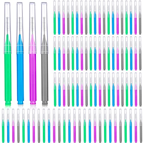Image of Patelai 100 Pcs Braces Dental Brushes,Attractive Colors,Multiple Sizes | Interdental Toothpick Bristle Dental Picks for Cleaner Tooth Flossing Head Oral Hygiene Flosser Toothpick Cleaners Tooth Tool