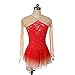 JRUIA Classic Girls Ice Roller Skating Wear for Training Gradient Women's Figure Skating Dress Outdoor Gymnastics Skirts,Red,12_15Years